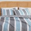 King 3 Piece Coastal Starfish Sand Dollar Grey Blue White Nautical Quilt Set