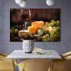 Framed Canvas Wall Art Decor Painting, Still Life Grape, Wine and Cheese Painting Decoration For Restaurant, Kitchen, Dining Room, Office Living Room,