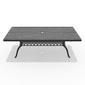 L82.68*W41.34-inch Cast Aluminum Patio Dining Table with Black Frame and Umbrella Hole