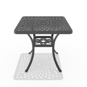 L30.71*W30.71-inch Cast Aluminum Patio Dining Table with Black Frame and Umbrella Hole