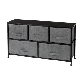 2-Tier Wide Closet Dresser, Nursery Dresser Tower with 5 Easy Pull Fabric Drawers and Metal Frame, Multi-Purpose Organizer Unit for Closets, Dorm Room