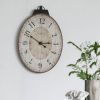 18" x 29" Antique White Oval Wall Clock, Traditional Vintage Home Decor Clock