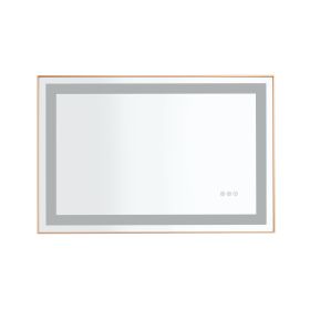 36*24 LED Lighted Bathroom Wall Mounted Mirror with High Lumen+Anti-Fog Separately Control (Color: as Pic)