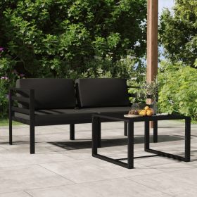 3 Piece Patio Lounge Set with Cushions Aluminum Anthracite (Color: Anthracite)